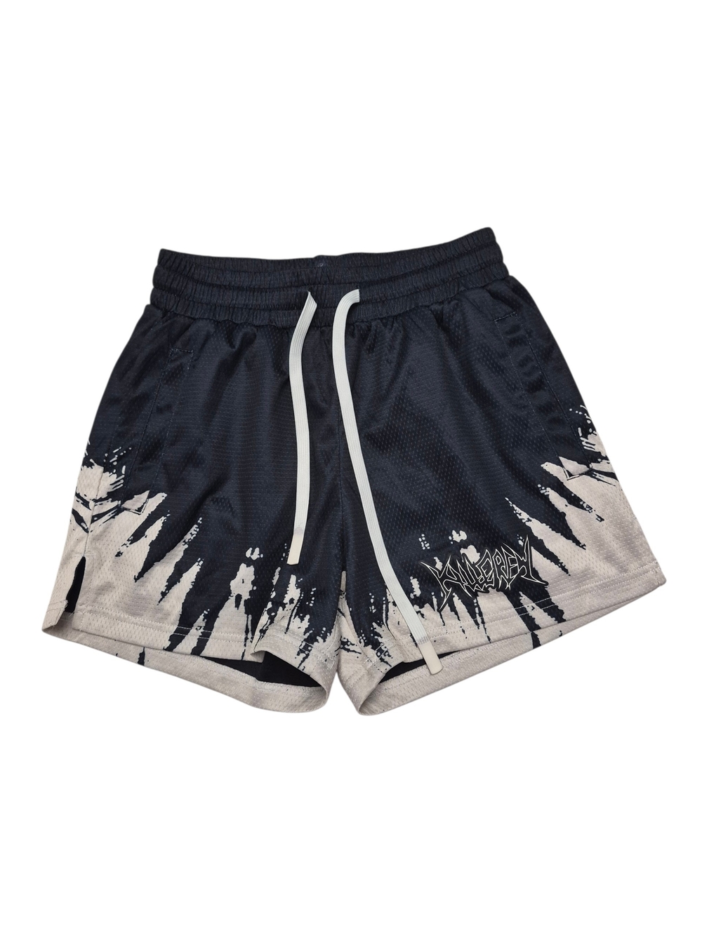 Kill Crew MUAY THAI SHORTS (MID THIGH CUT) SHATTER - BLACK / CREAM